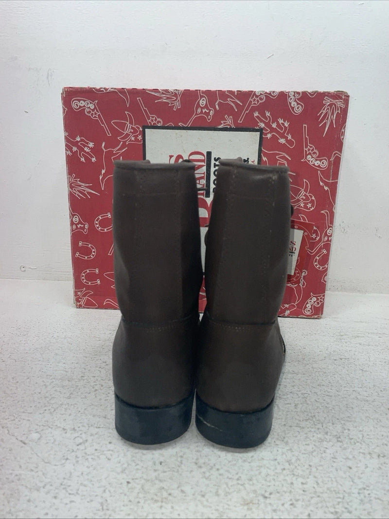 New Youth Brown Lace Up Texas Brand Cowboy Boots. B 1361 3.5 3 1/2 D. 2-170