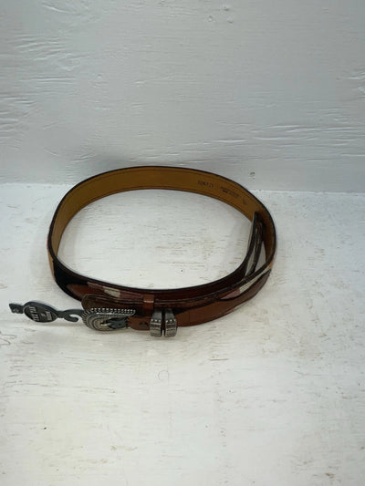 New Brown Genuine Leather Tex Tan Colored Stripe 36” Belt #024731 Z-113