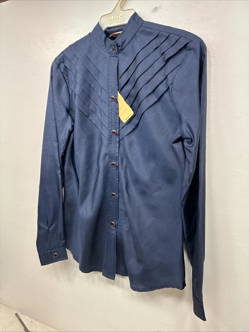 New Women’s H Bar C Blue Long Sleeve Pearl Snap English Shirt Size 30 TT-123
