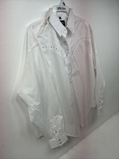 New Women’s White Horse White Gem Long Sleeve Pearl Snap 2XL GG-90