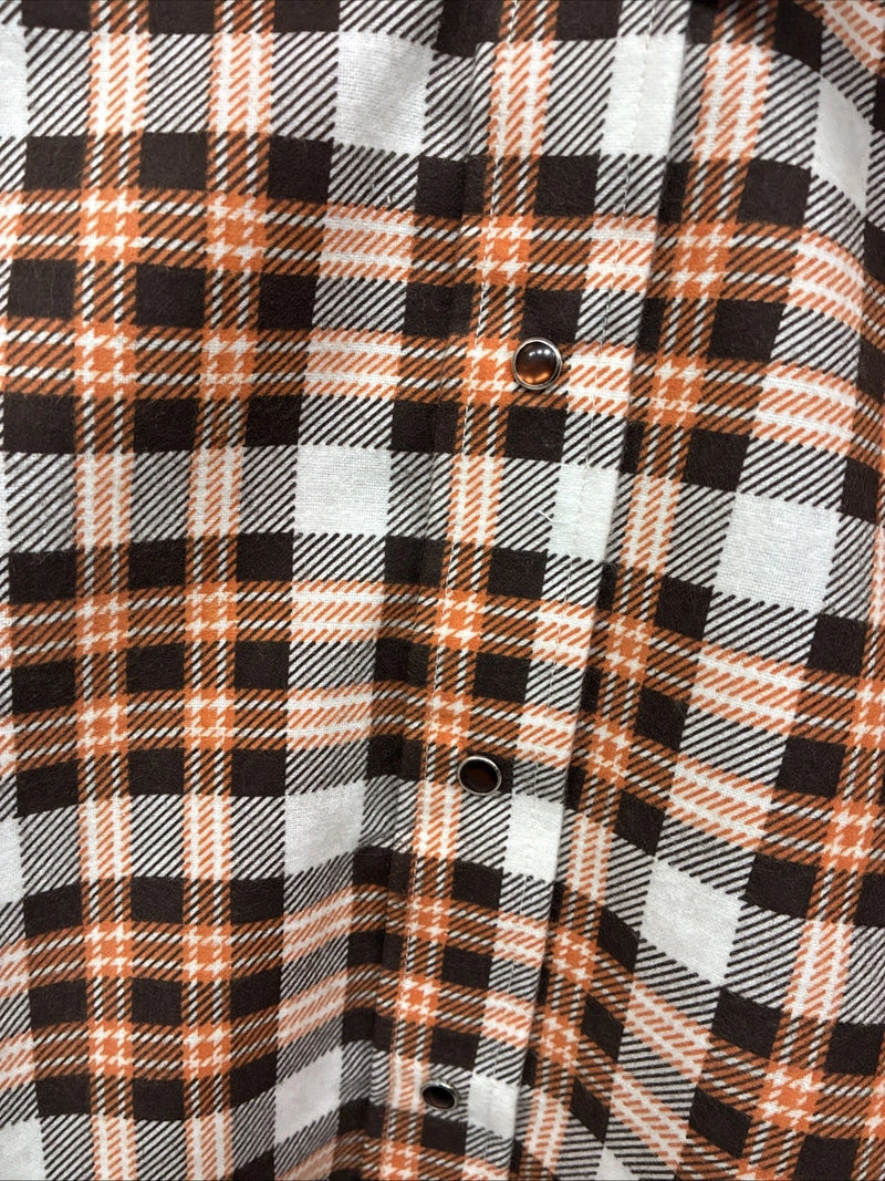 New Women’s Panhandle Slim Orange Plaid Long Sleeve Pearl Snap 10 X 32 LL-34
