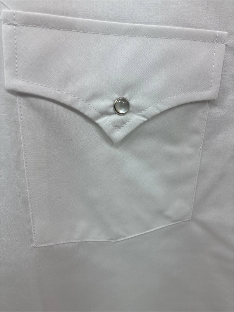 New Men’s ELY Cattleman White Long Sleeve Pearl Snap 19.5 2XL F-56