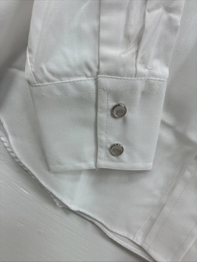 New Boys ELY Cattleman White Long Sleeve Pearl Snap Size 14 AA-41