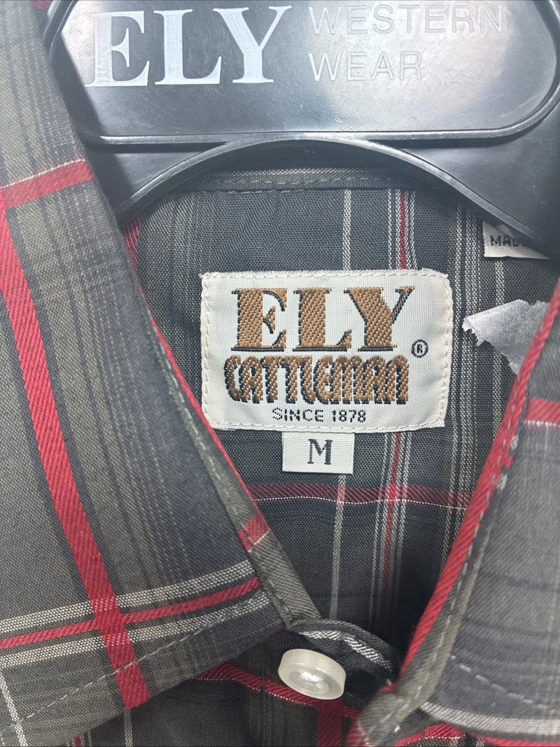 New Kids ELY Cattleman Green Red Plaid Long Sleeve Pearl Snap Medium DD-31