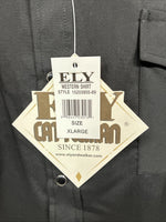 New Men’s ELY Cattleman Black Aztec Design Long Sleeve Pearl Snap XL O-67