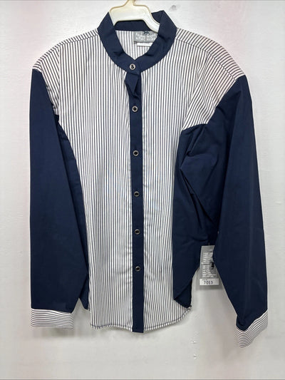 Be Women’s Cowboy Threads Blue White Long Sleeve Button Up Large LL-40