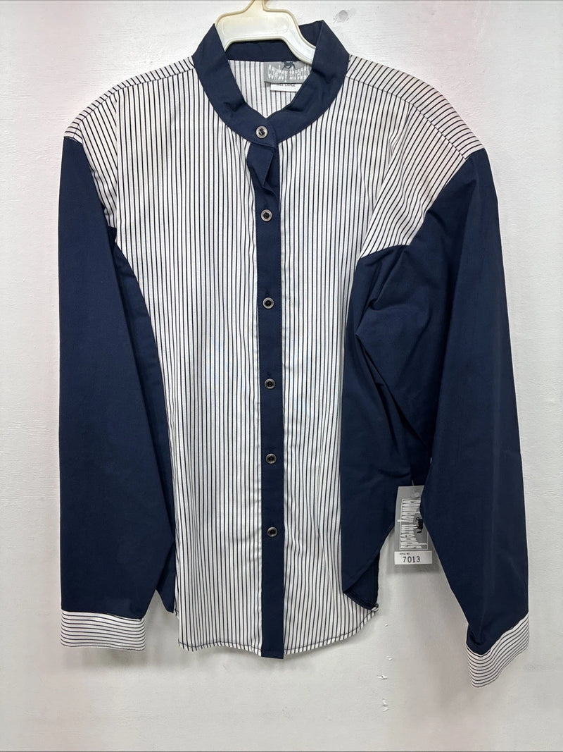 Be Women’s Cowboy Threads Blue White Long Sleeve Button Up Large LL-40