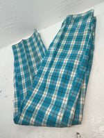 New Vintage Blue Plaid Prior Polyester Pants #C18530 VV-20