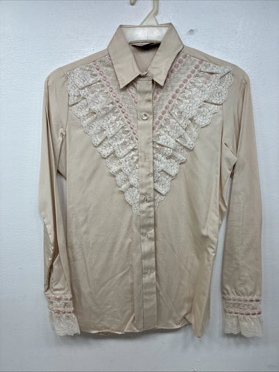 New Women’s H Bar C Designed Tan Long Sleeve Bottom Up Side 30 TT-17