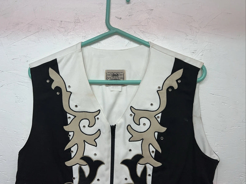 New Women’s 1849 Authentic Ranchwear White Black Show Vest Large E-604