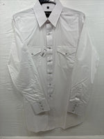 New Men’s White Horse White Simple Long Sleeve Pearl Snap Medium K-42