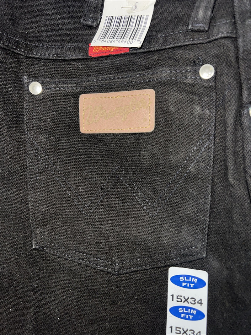 New Women’s Black Wrangler Cowboy Cut Slim Fit Denim Jeans. 15x34 J-19