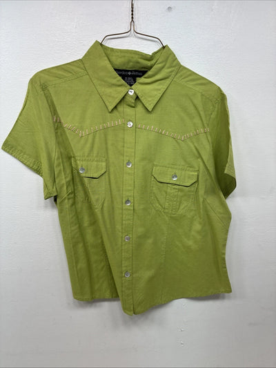New Women’s Gordon James Green Short Sleeve Button Up Short XL II-38