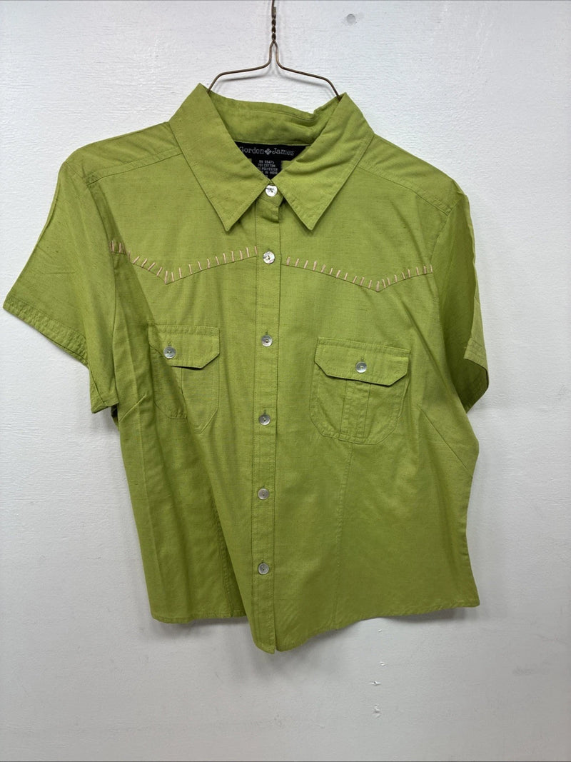 New Women’s Gordon James Green Short Sleeve Button Up Short XL II-38
