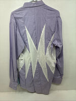 New Men’s Cowboy Threads Purple White Long Sleeve Button Up Medium KK-81