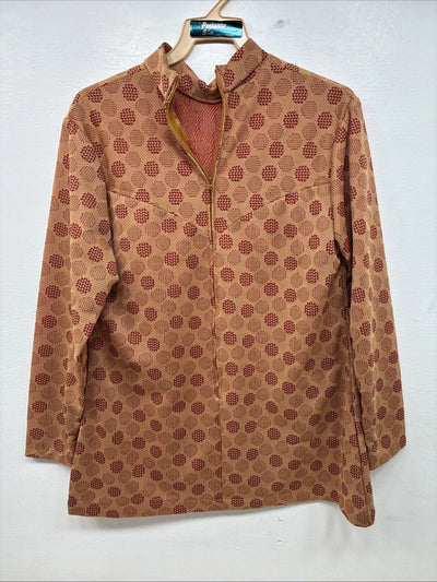 New Women’s Panhandle Slim Tan Red Long Sleeve Half Zip Shirt Size 18 TT-90