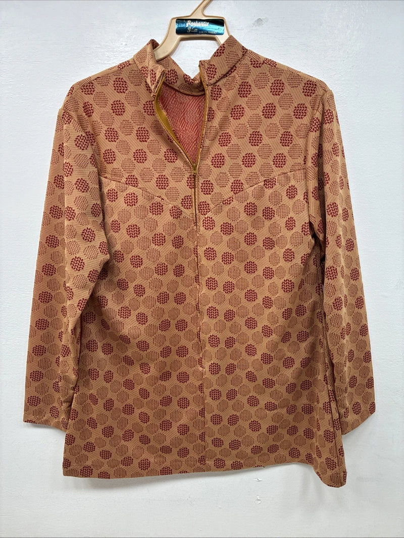 New Women’s Panhandle Slim Tan Red Long Sleeve Half Zip Shirt Size 18 TT-90