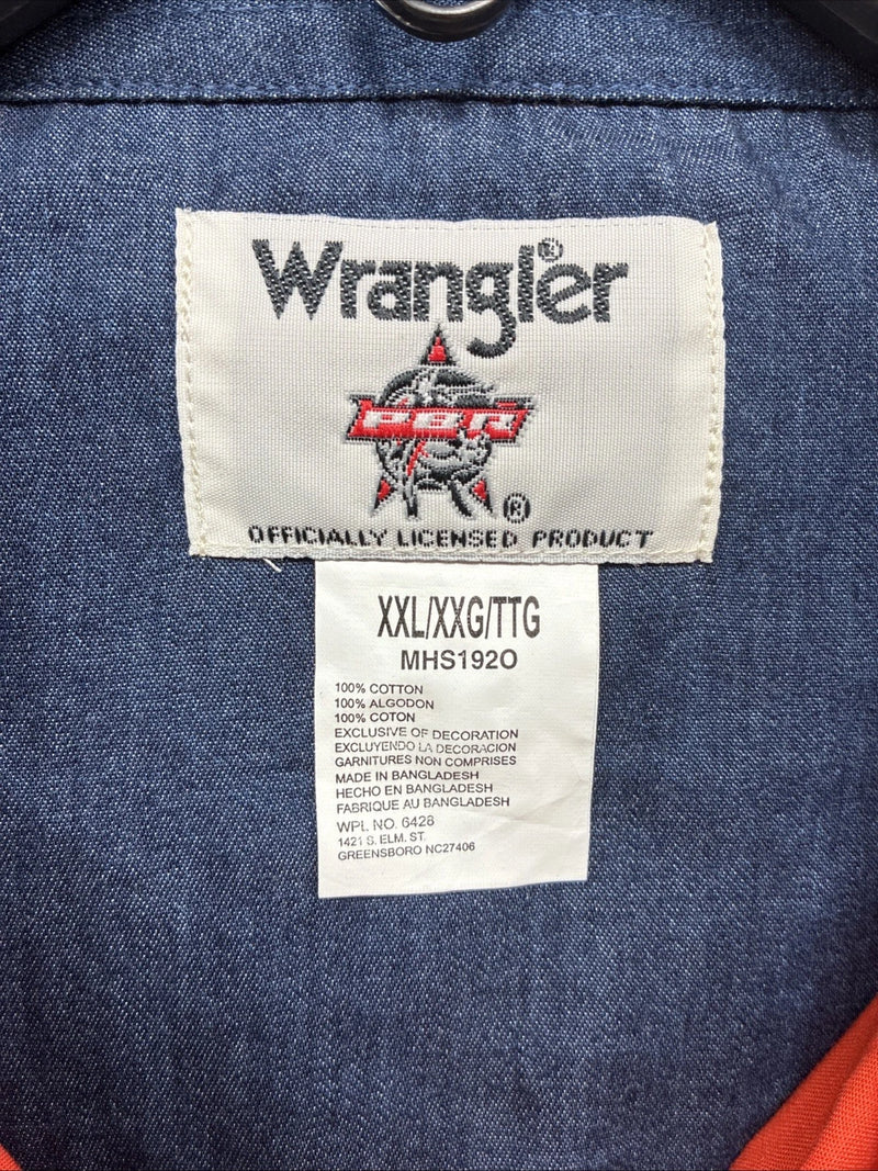 New Men’s Wrangler PBR Orange Long Sleeve Button Up 2XL F-100