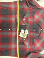 New Men’s ELY Cattleman Red Plaid Heavy Long Sleeve Pearl Snap Large CC-37