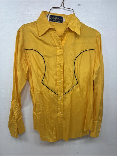 New Women’s Pioneer Wear Yellow Blue Long Sleeve Button Up Medium YY-77