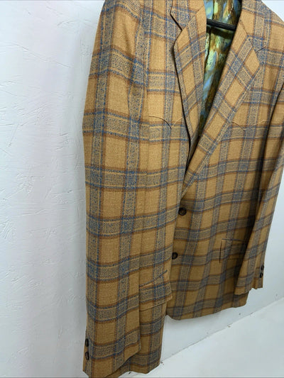 New Term-Tex Orange Plaid Suit Jacket 44R #11963 Y-602