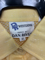 New Kids Dan River Yellow Long Sleeve Pearl Snap Size 12 CC-100
