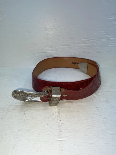 New Red Genuine Leather Wrangler Tooled 28” Belt #6820 JJ-142
