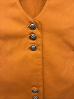 New Women’s Cumberland Orange Black Short Sleeev Crop Button Up Small TT-107 