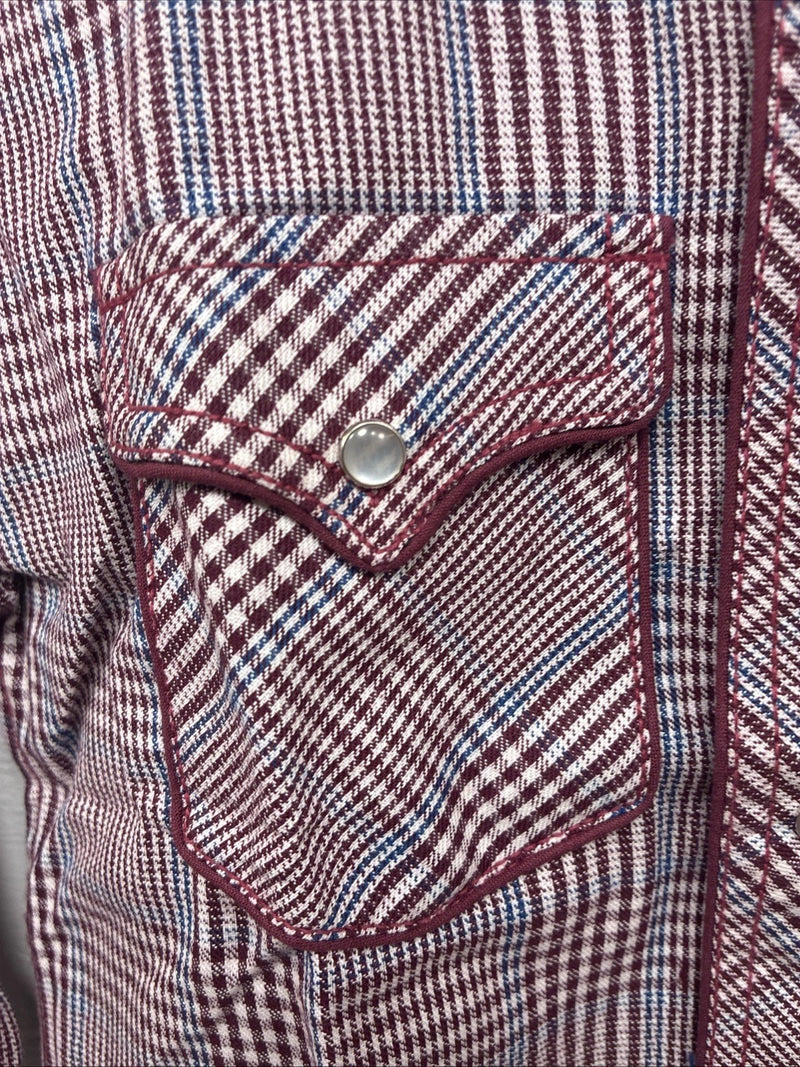 New Kids Champion Western Red Plaid Long Sleeve Pearl Snap Size 6 DD-50