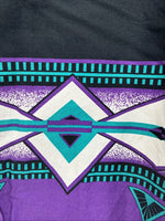 New Men’s Cumberland Black Purple Design Long Sleeve Button Up Medium K-75