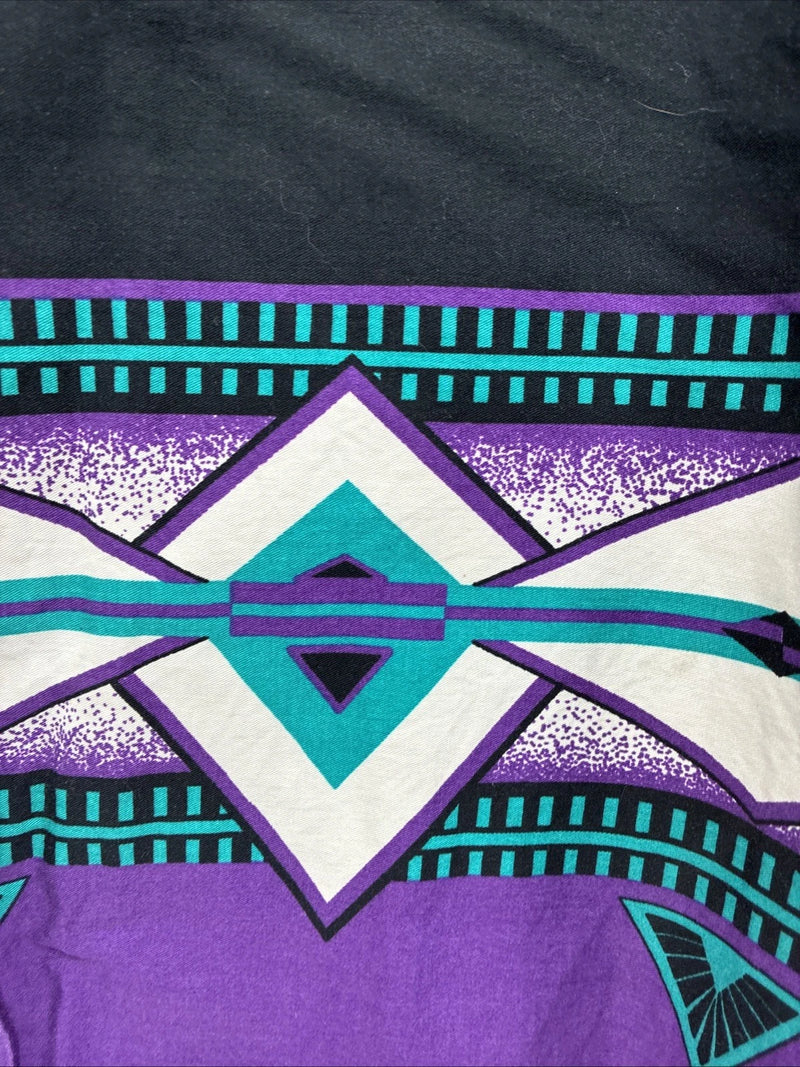 New Men’s Cumberland Black Purple Design Long Sleeve Button Up Medium K-75