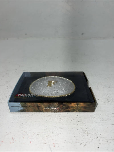 New Women’s Nocona Gold Silver “F” Belt Buckle. 37572-F A-116
