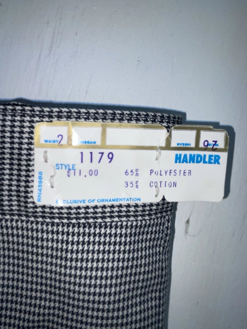 New Vintage Black And White Checkered Handler Polyester Pants #1179 SS-96