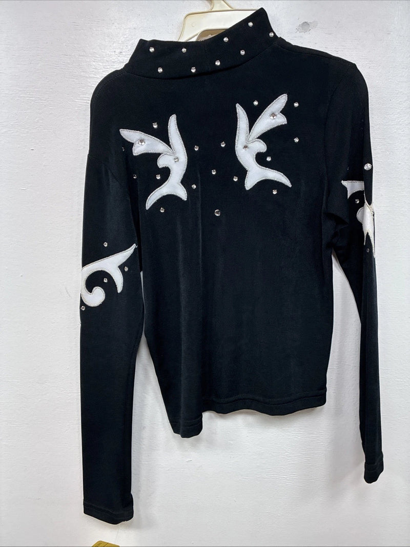 New Kids 1849 RanchWear Black Rhinestone Long Sleeve Size Medium YY-69