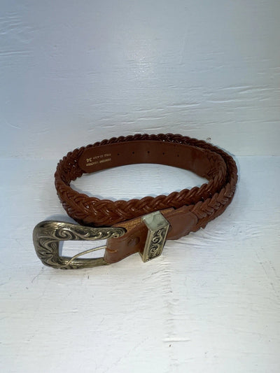 New Brown Genuine Leather Braided 34” Belt #02/4709 JJ-59