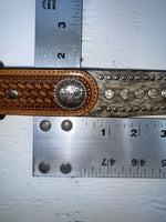 New Brown Genuine Leather Nocona Silver Bling Tooled 28” Belt #N2463448 NN-12