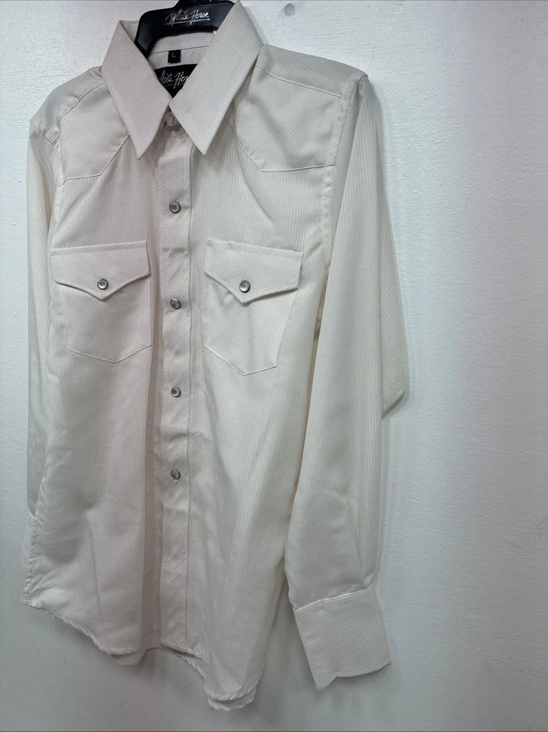 New Boys White Horse White Long Sleeve Pearl Snap Large DD-77