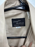 New Men’s Champion Western Brown Designed Long Sleeve Pearl Snap Medium J-78