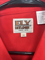 New Men’s ELY Cattleman Western Red Short Sleeve Pearl Snap 18 2XL X-7