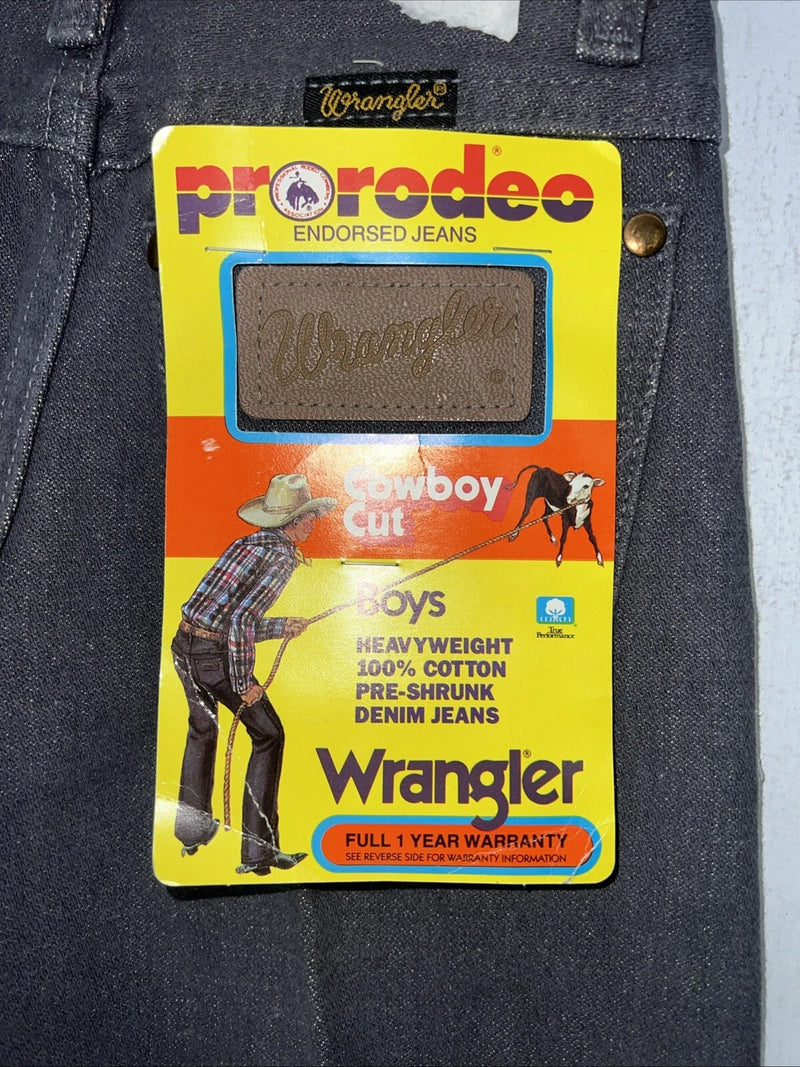 New Boys Grey Wrangler Pro Rodeo Cowboy Cut Denim Jeans. 11/23 1/2 B-38