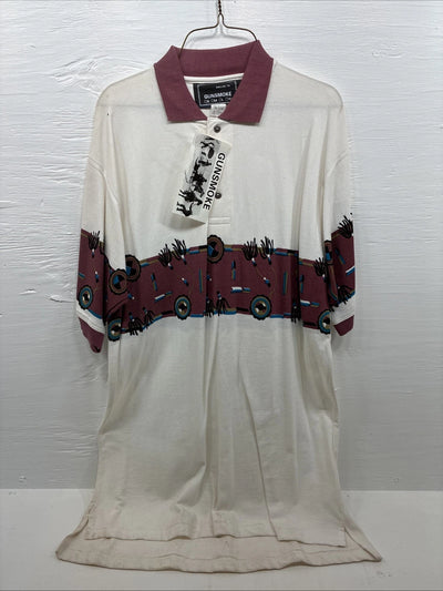 New Men’s GunSmoke White Red Short Sleeve Polo XL E-58