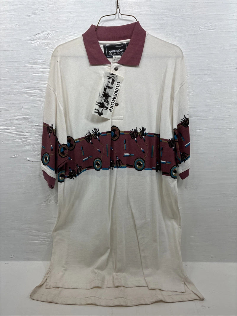 New Men’s GunSmoke White Red Short Sleeve Polo XL E-58
