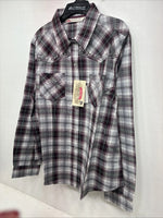 New Women’s Cumberland Purple Plaid Long Sleeve Pearl Snap 1XL KK-79