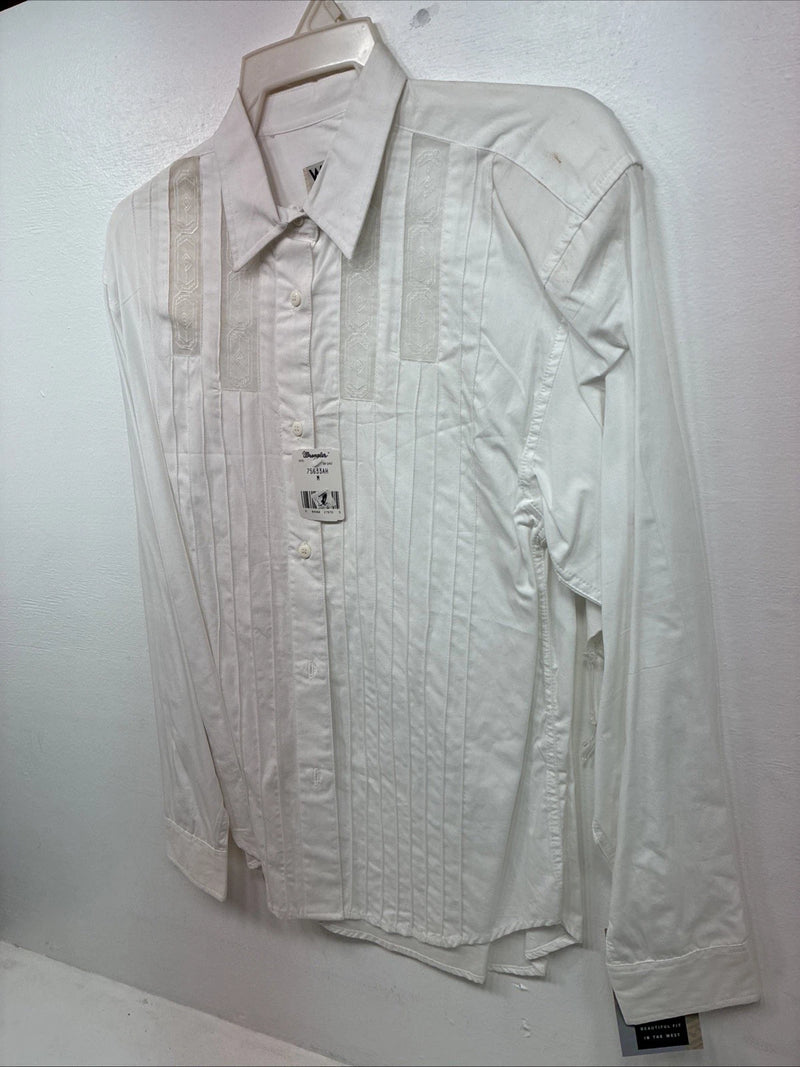 New Women’s Wrangler White Design Long Sleeve Button Up Medium MM-59