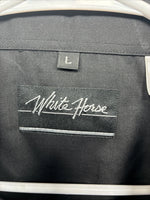 New Men’s White Horse Black Long Sleeve Pearl Snap Large AA-59