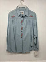 New Women’s Pointer Wear Blue Design Long Sleeve Button Up Size 10 KK-44
