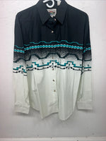 New Men’s Cumberland Outfitters Blue Black Long Sleeve Button Up Shirt L 3B-82