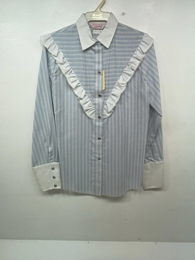 New Women’s Blue Striped H Bar C Long Sleeve Button Up Shirt #20119 3B-33