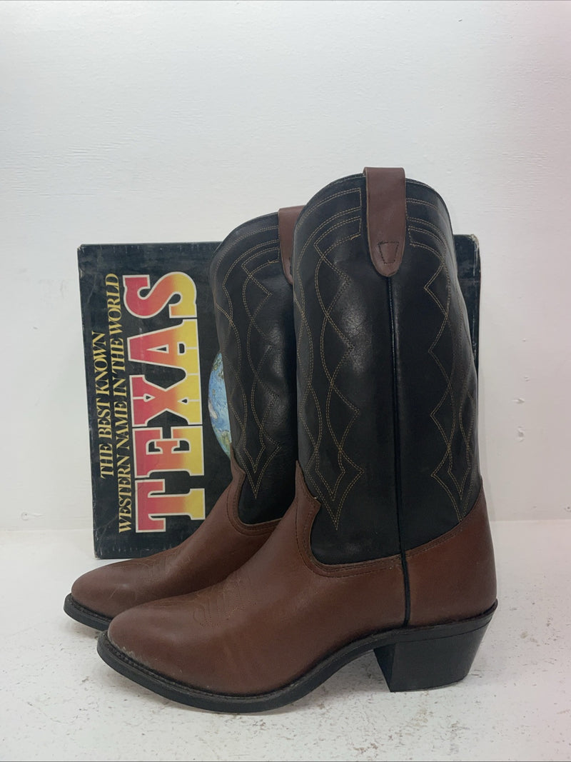 New Men’s Brown Texas Brand Cowboy Boots. 5101 9.5 9 1/2 D. 7-63