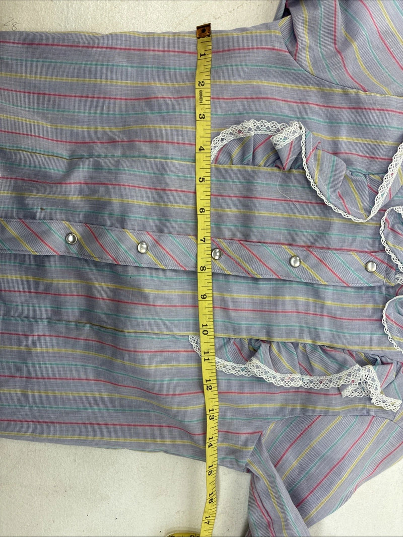 New Kids Kid Kountry Purple Stripe Long Sleeve Pearl Snap Size 10 TT-86